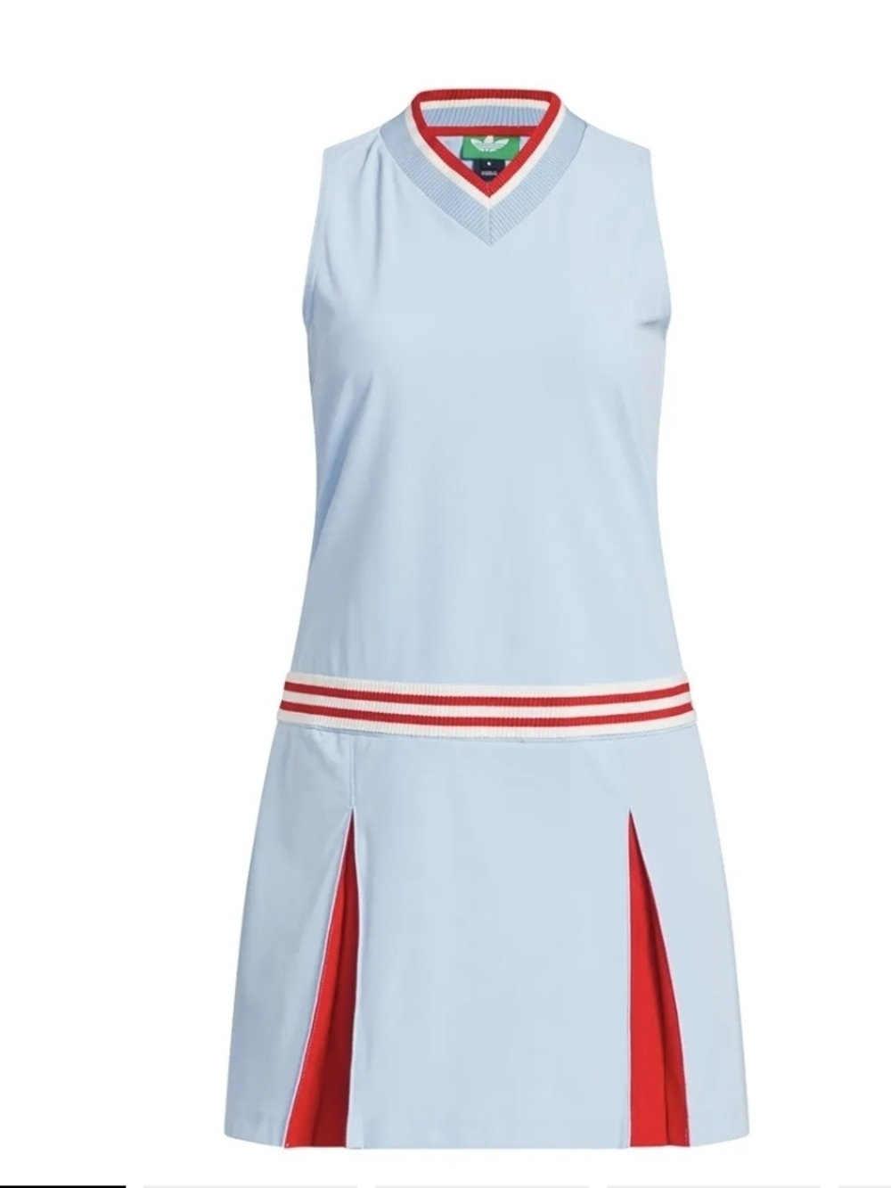 adidas Light Blue Sleeveless Tennis Dress with Red Trim